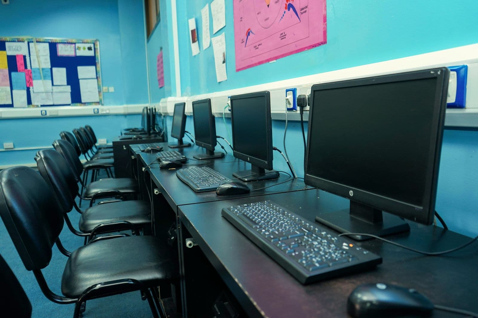 Rows of computers in the senior computer lab